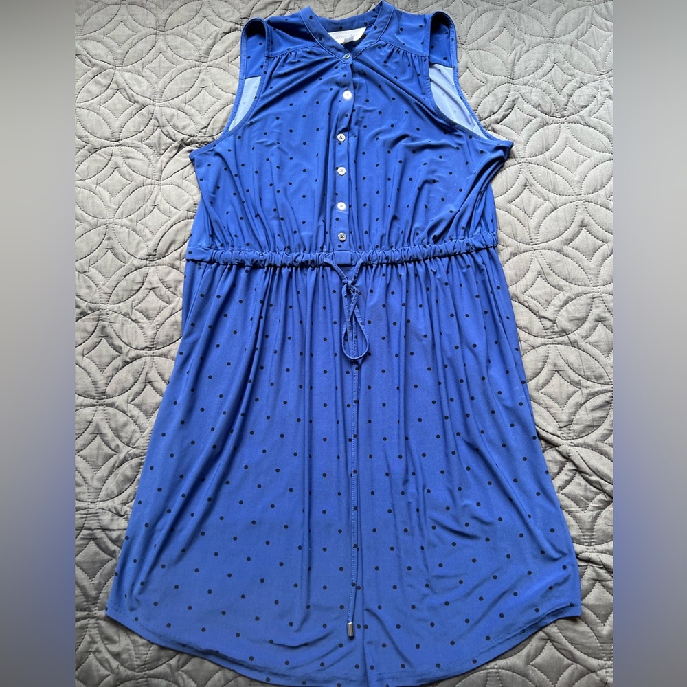 Addition Elle Royal Blue Polka Dot Shirt Dress size 1X